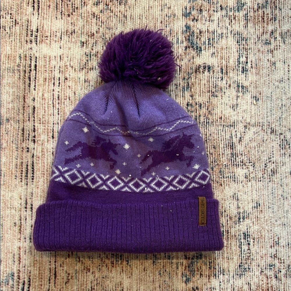 Charming Purple Kids Beanie with Pom-Pom